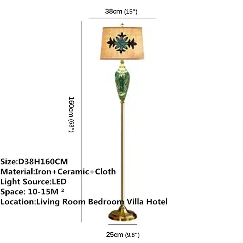 OUTELA American Retro Floor Lamp European Luxurious Bedroom Living Room Beside The Sofa Villa Hotel Decorative Standing Light