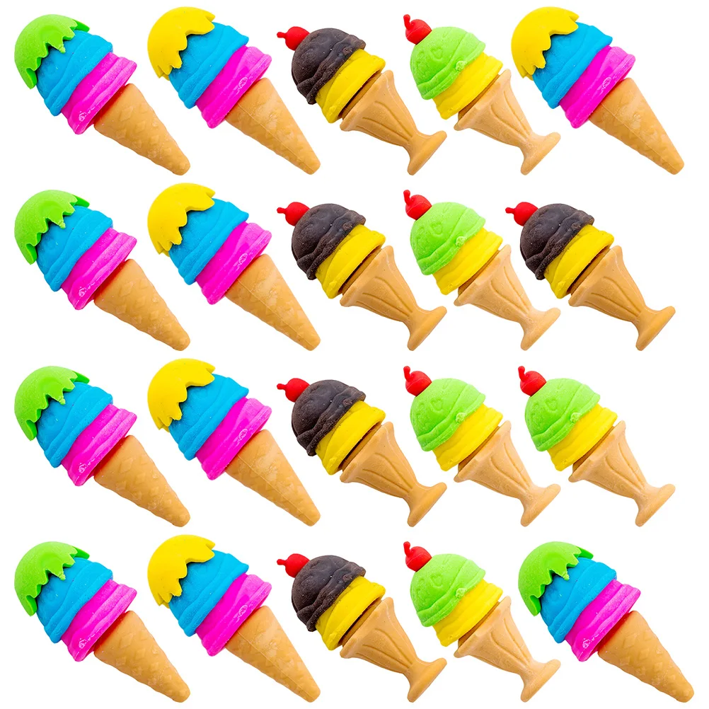 

30Pcs Sweet Design Erasers Ice Cream Shaped Pencil Erasers for Kids Smooth Safe Stationery School Essentials Students Stationery