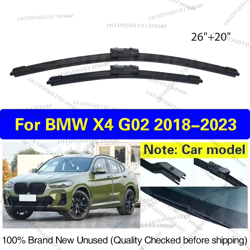 

For BMW X4 G02 2018 2019 2020 2021 2022 2023 Car Front Wiper Blades Windscreen Windshield Window Brushes Accessories 26"+20"