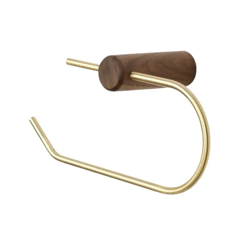 

1 Apr.Wooden Tissue Holder Brass Toilet Paper Holder Toilet Storage Accessory Roll Paper Holder Rack Stand Black Walnut & Gold D