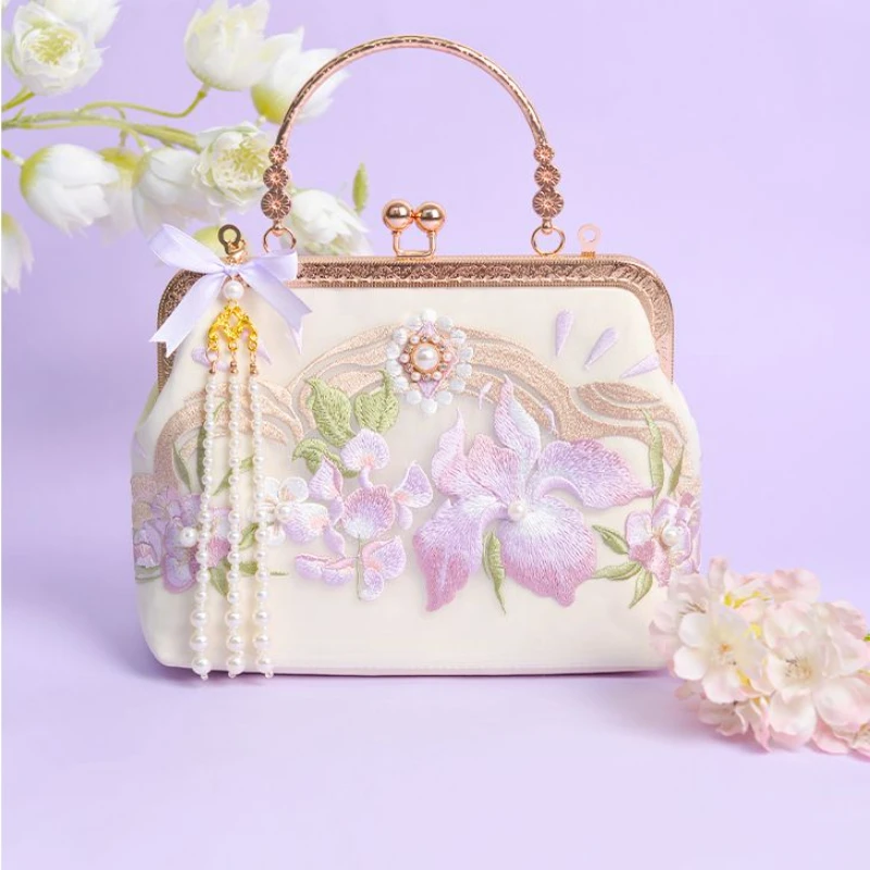 Chinese Style Embroidery Floral Messenger Bag Hanfu Cheongsam Vintage Shoulder Bag Cosplay Princess Handbag Gift Purse Wallet