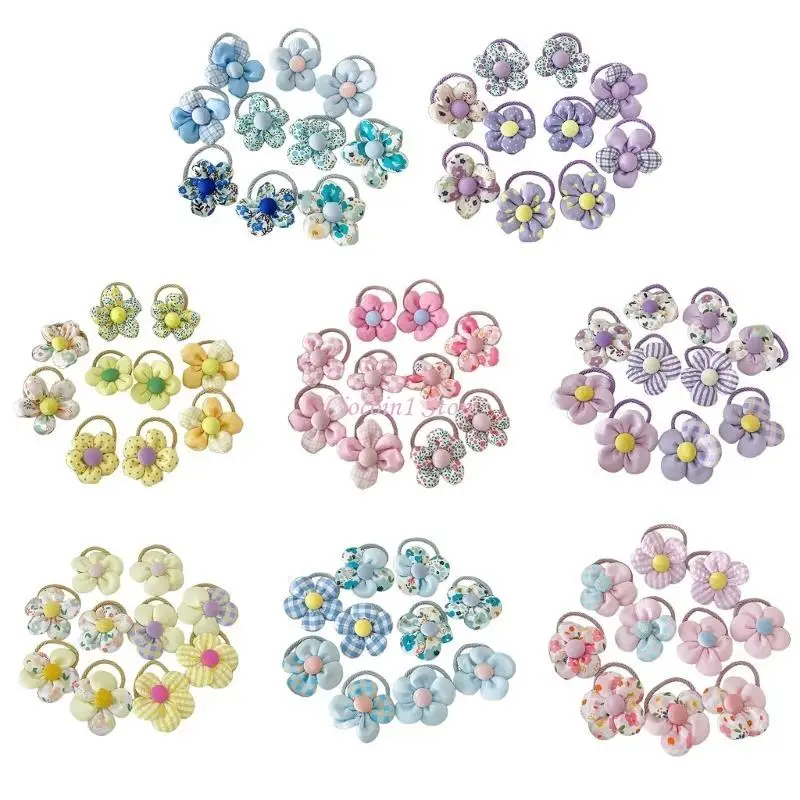 

Y1UB 10pcs Kids Cloth Fabric Hair Rope Headdresses Soft Elastic Hair Scrunchies