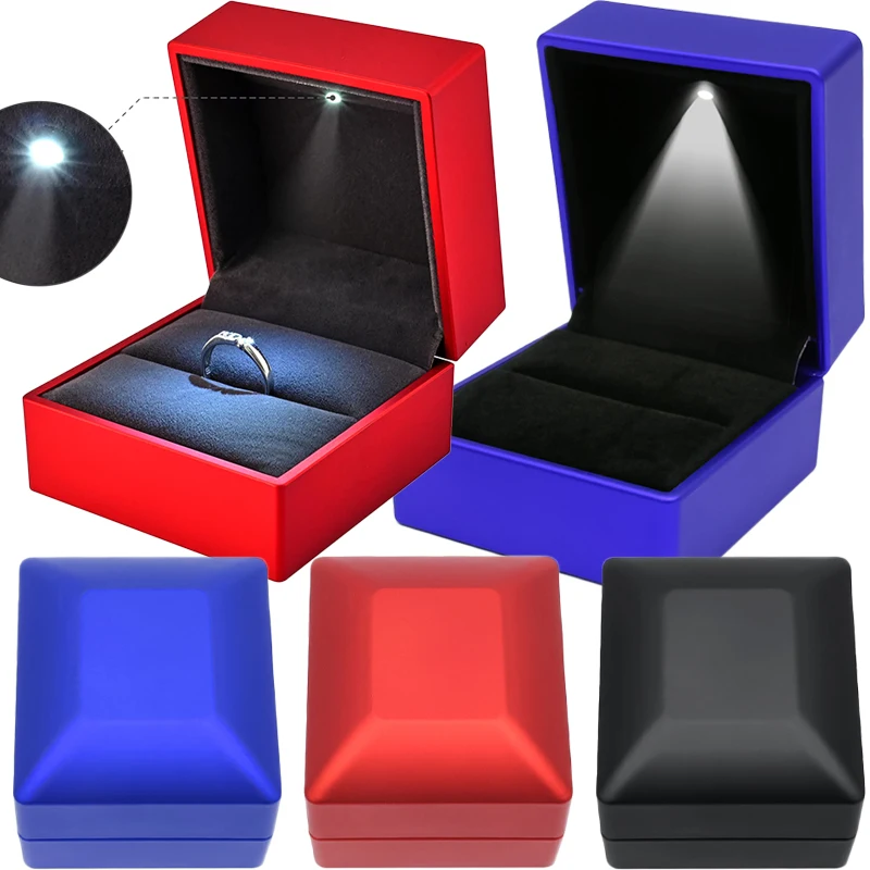 

LED Light Jewelry Box for Ring Necklace Luxury Velvet Storage Cases Engagement Display Case Gift High Quality Packaging Showcase