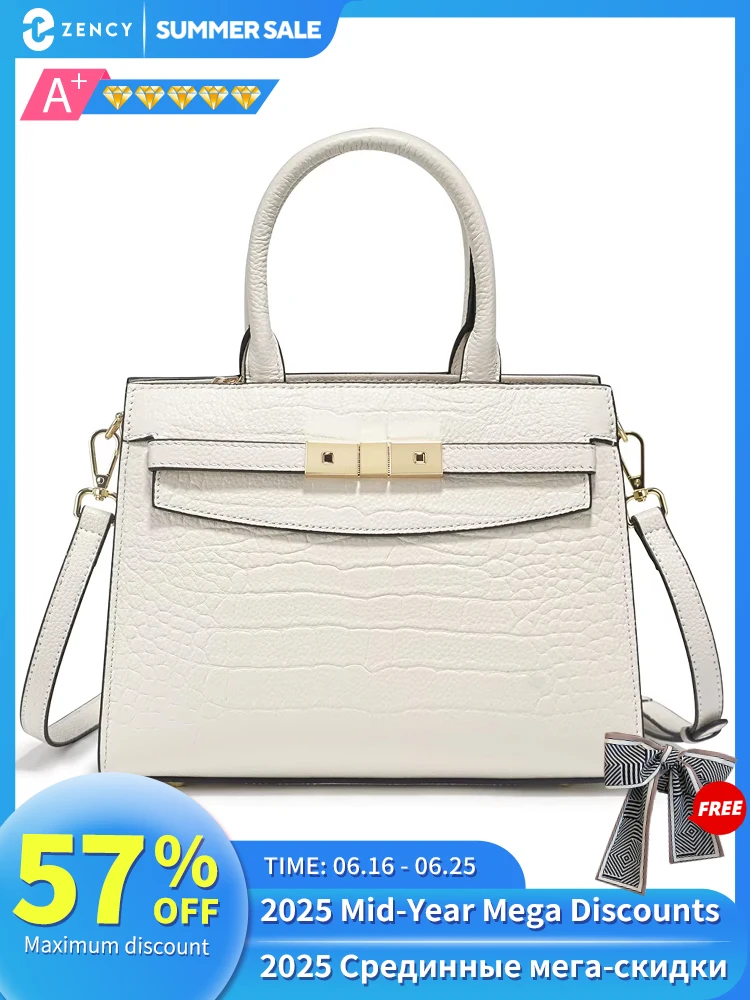 

Zency Ladies Cow Skin Fashion Handbags Genuine Leather Top-handle Bag For Work Luxury Designer Texture Crossbody Mom Bag Top