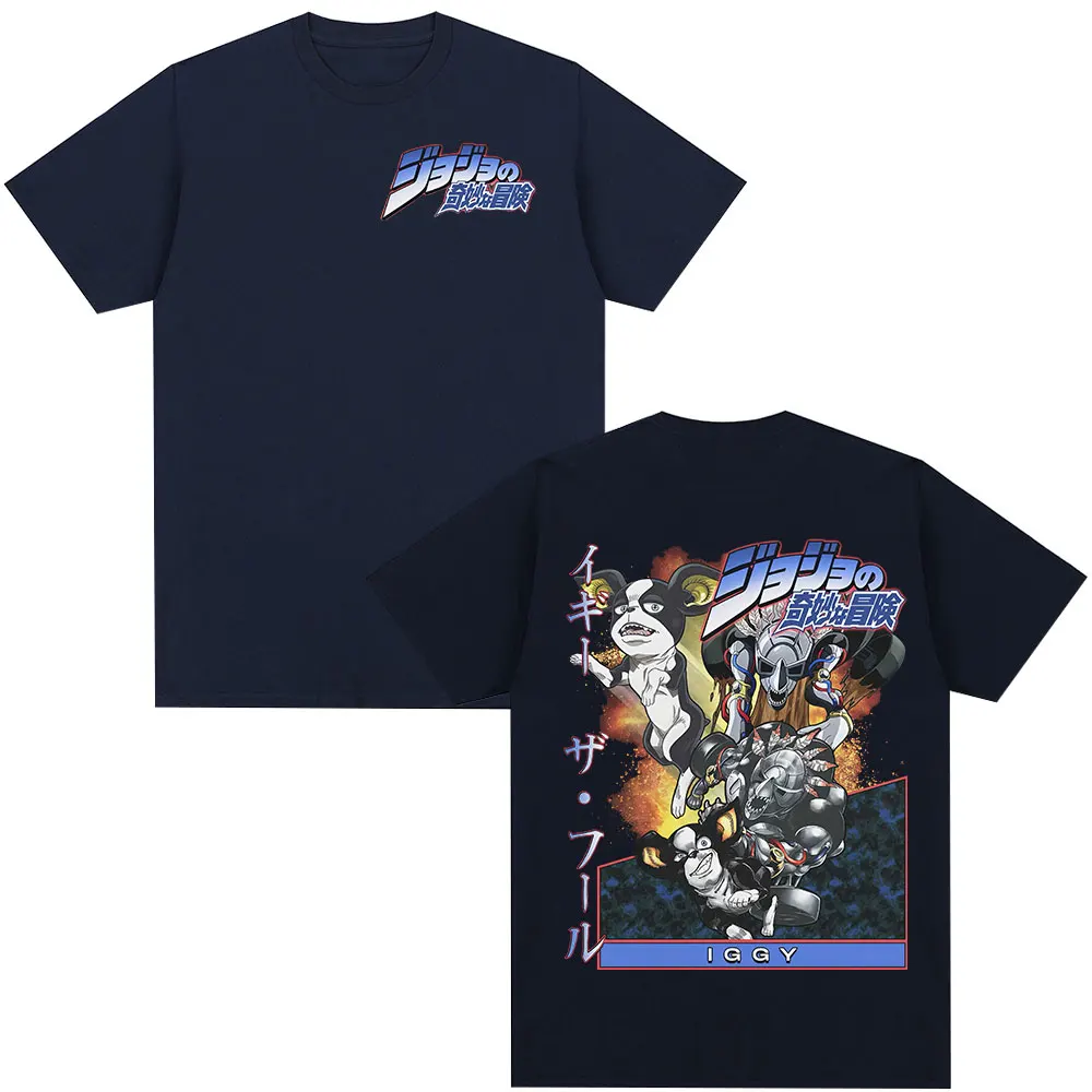 Anime JoJo Bizarre Adventure Iggy Manga Graphic T-shirts Men Women Clothing Fashion Casual Loose Short Sleeves T Shirts Tops