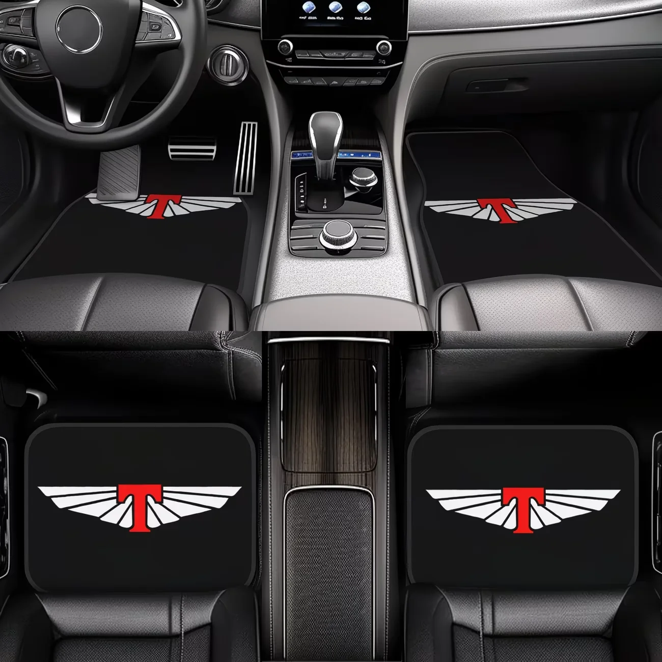 4-Piece Set of Tickford Logo Car Floor Mats—Durable, Tailored for Specific Vehicles, with a Fun Red and White Logo Design, Adding a Touch of Luck to Your Journey, Making Every Trip Comfortable and Enjoyable
