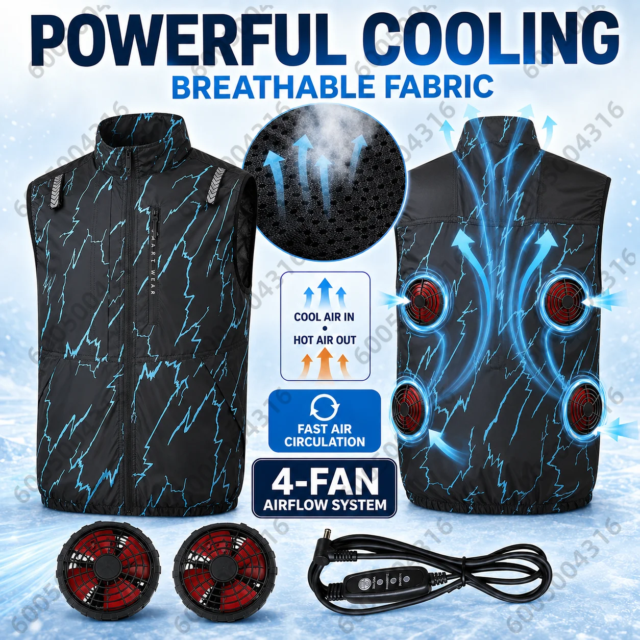 12V/5V 4-Fan Air Cooling Vest - Fishing Kit Compact recension och pris