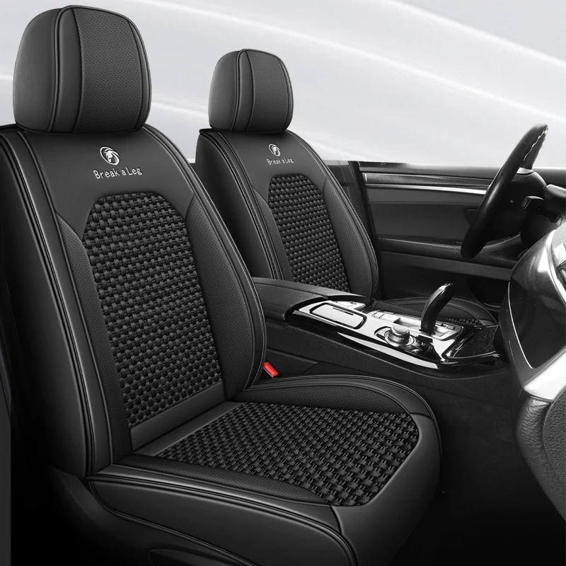 

2Pcs Universal Front Car Seat Covers, Ice Silk Full Wrap, All-Season Durable Easy-Care, Cool in Summer Warm in Winter，Breathable