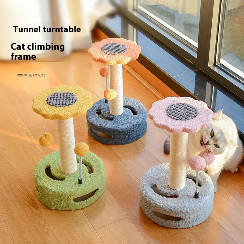 

Sisal Cat Climbing Frame Scratching Post Toy with Turntable for Small Cats