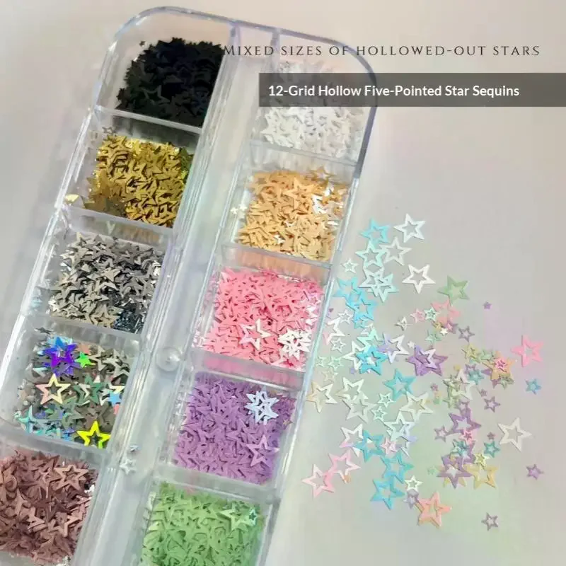 1 ensemble d'accessoires de manucure à faire soi-même, paillettes holographiques laser en forme d'étoile de couleur mixte, non toxiques pour enfants et adultes