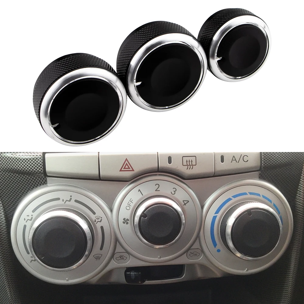 Juego de 3 Cubiertas para Perillas de Aire Acondicionado para Perodua Myvi 1ª Generación y Daihatsu Sirion, Accesorios para Botones de Aire Acondicionado