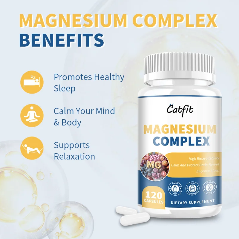 Catfit Magnesium Complex Capsules Magnesium Glycinate&malate&taurate&citrate 4 In 1 for Sleep Quality Muscle Energy Mind Health