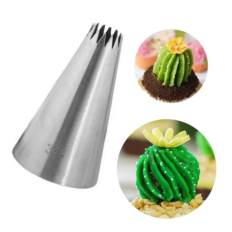 #348 Piping Nozzle Stainless Steel 14 Teeth Cream Pastry Decorating Open Star Tip Fondant Cake Decorator Kitchen Baking Tools