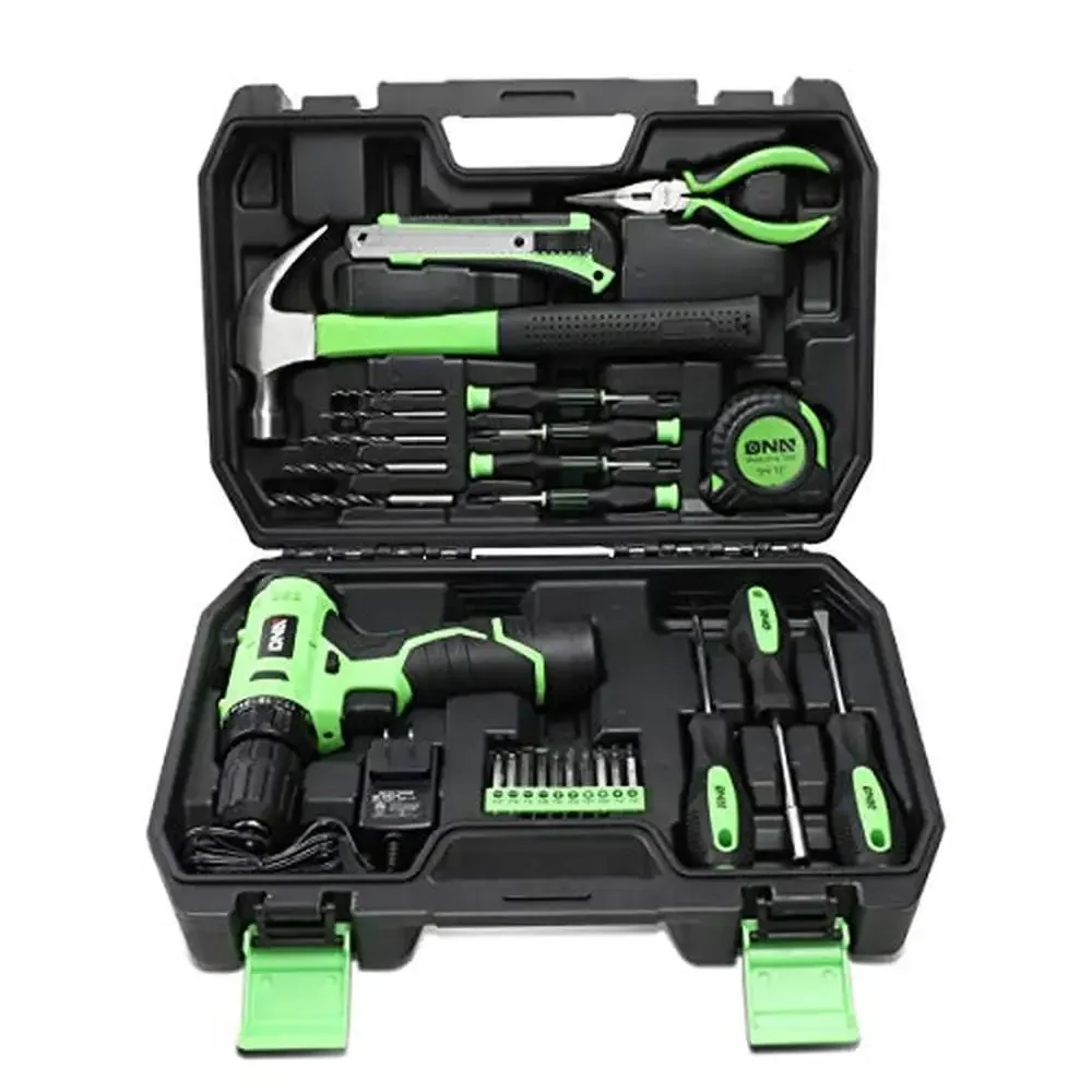 27 Piece 12V Cordless Power Drill Driver Bit Set Home Repair Kit Screwdrivers Pliers Charger Metric Chrome Vanadium Construction