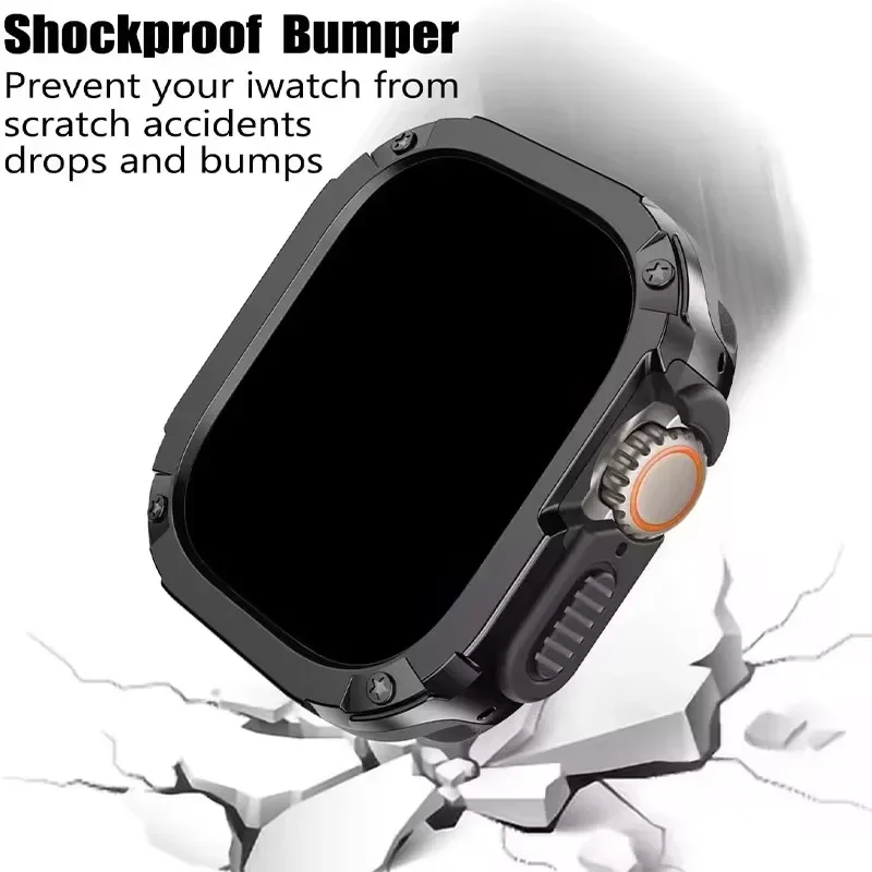 2 in 1 Case for Apple Watch Cover Ultra 41mm 45mm 40mm 44mm 49mm TPU + PC Shockproof Protector Bumper Case iWatch 9 8 7 SE 6 5