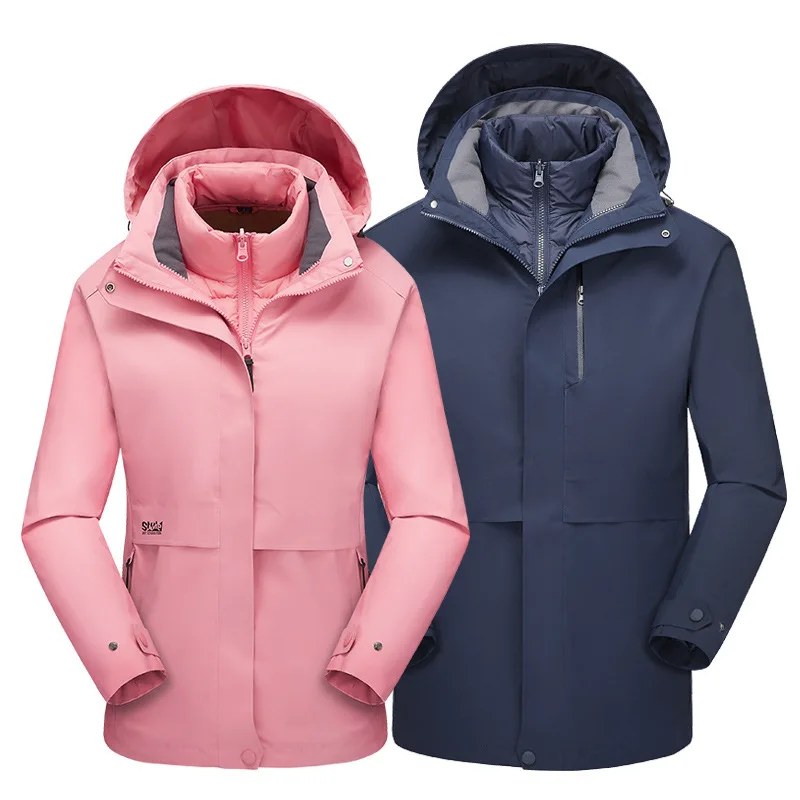 Women Men Duck Down Parka Thicken Super Warm Winter Jacket Hoodie Windbreaker Detachable Inner Hooded Ski Snowboarding Overcoat