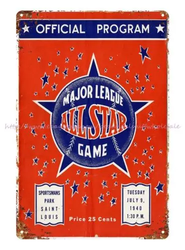 1940 baseball Program at St. Louis’ Sportsman’s Park tin sign