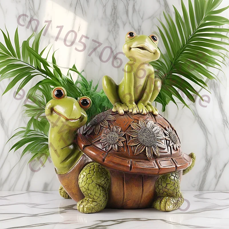 Cute Turtle, Frog Animal Decoration Statue Resin Sculpture Home, Room, Office, Flower Pot Outdoor Garden Decoration