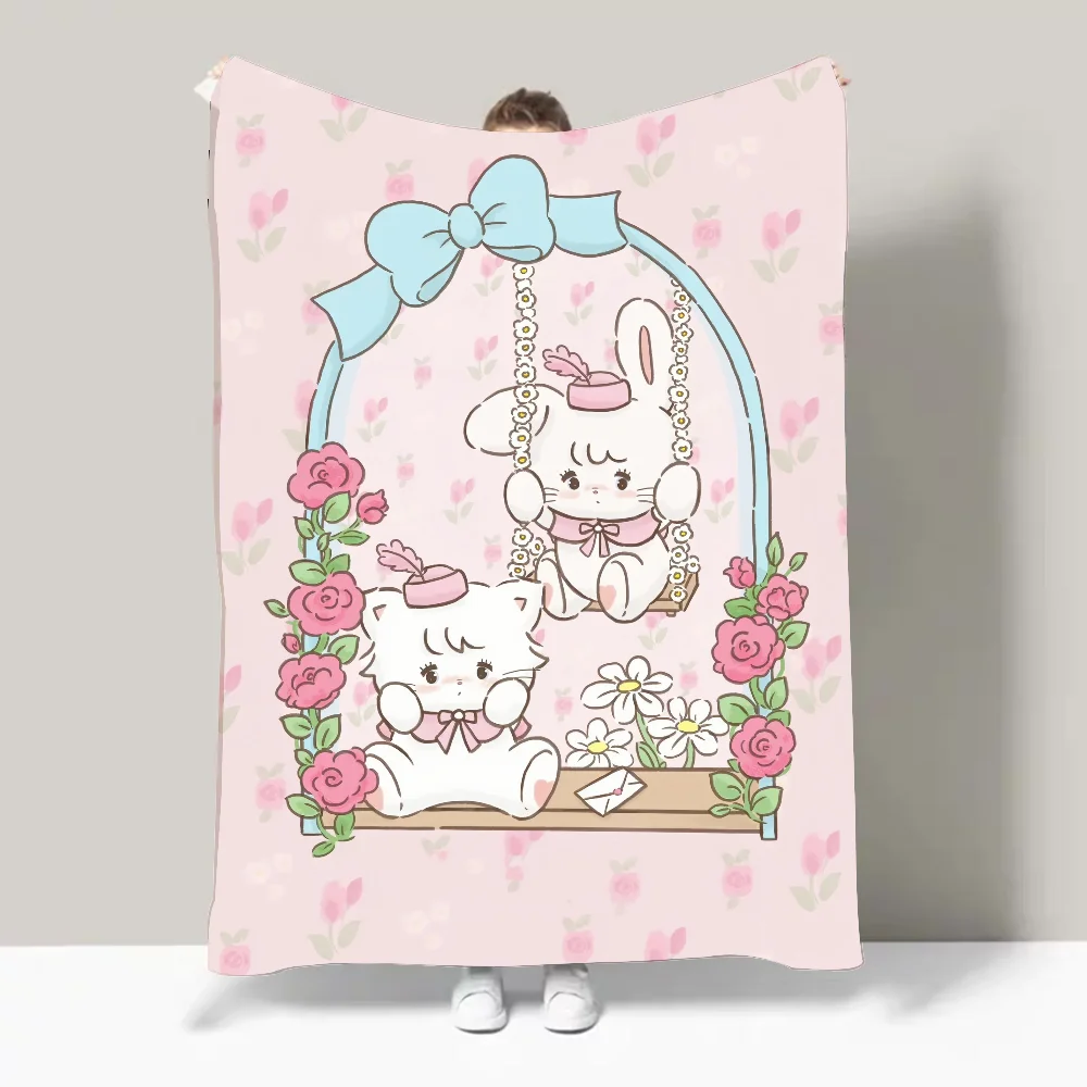Kawai M-Mikko Cat Картонное одеяло Дизайн Легкое одеяло для общежитий, сон, гостиной, офиса, дивана, всесезонного