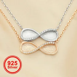 Keepsake Mother Milk Resin Infinity Pendant Settings,Double 8x10MM Pear Bezels 925 Sterling Silver Necklace 16''+2'' 1431163