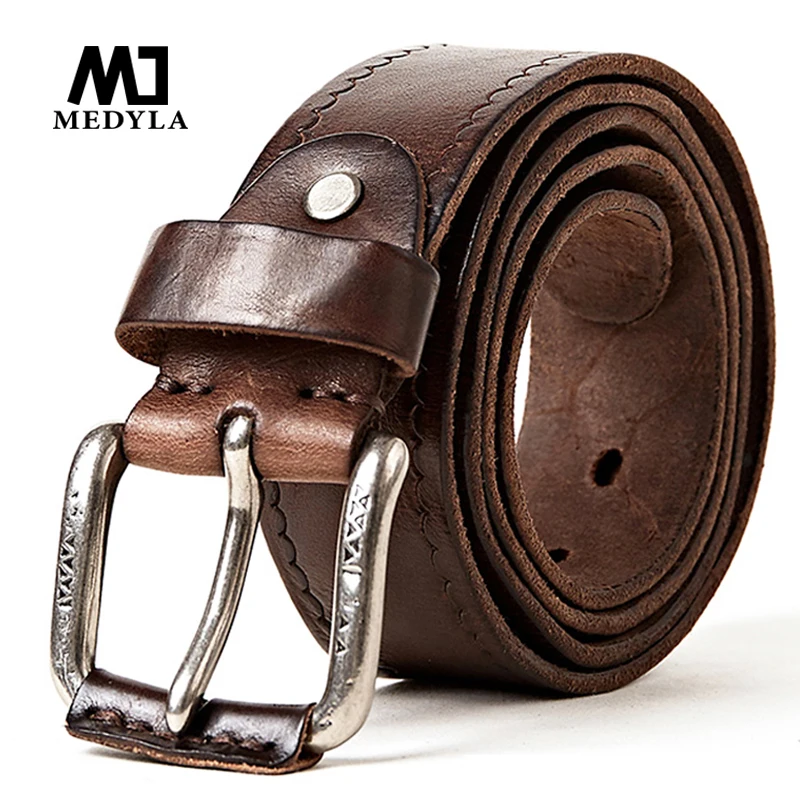 MEDYLA Genuine Leather Belts Men's Belt Cowhide Vintage Pin Buckle Jeans Belts Strap Casual Leather Belt For Men Dropshipper