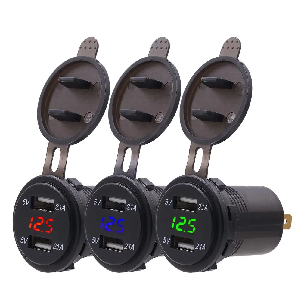 Doppia porta USB 12V/24V impermeabile moto moto manubrio caricatore 5V 2.1A adattatore presa di alimentazione per telefono cellulare