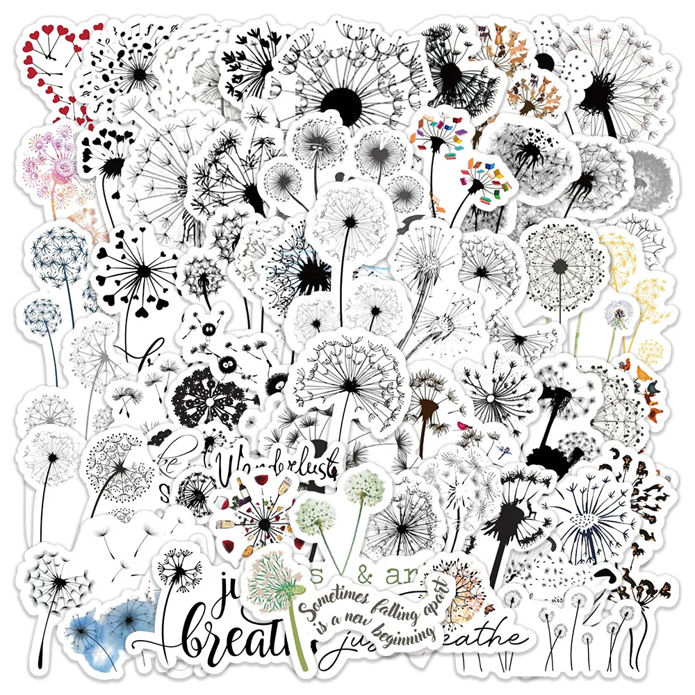 10/30/60PCS Löwenzahn Cartoon Aufkleber Schwarz Weiß Stil Graffiti Aufkleber DIY Dekoration Anlage Kinder Spielzeug Laptop gitarre Auto Fahrrad