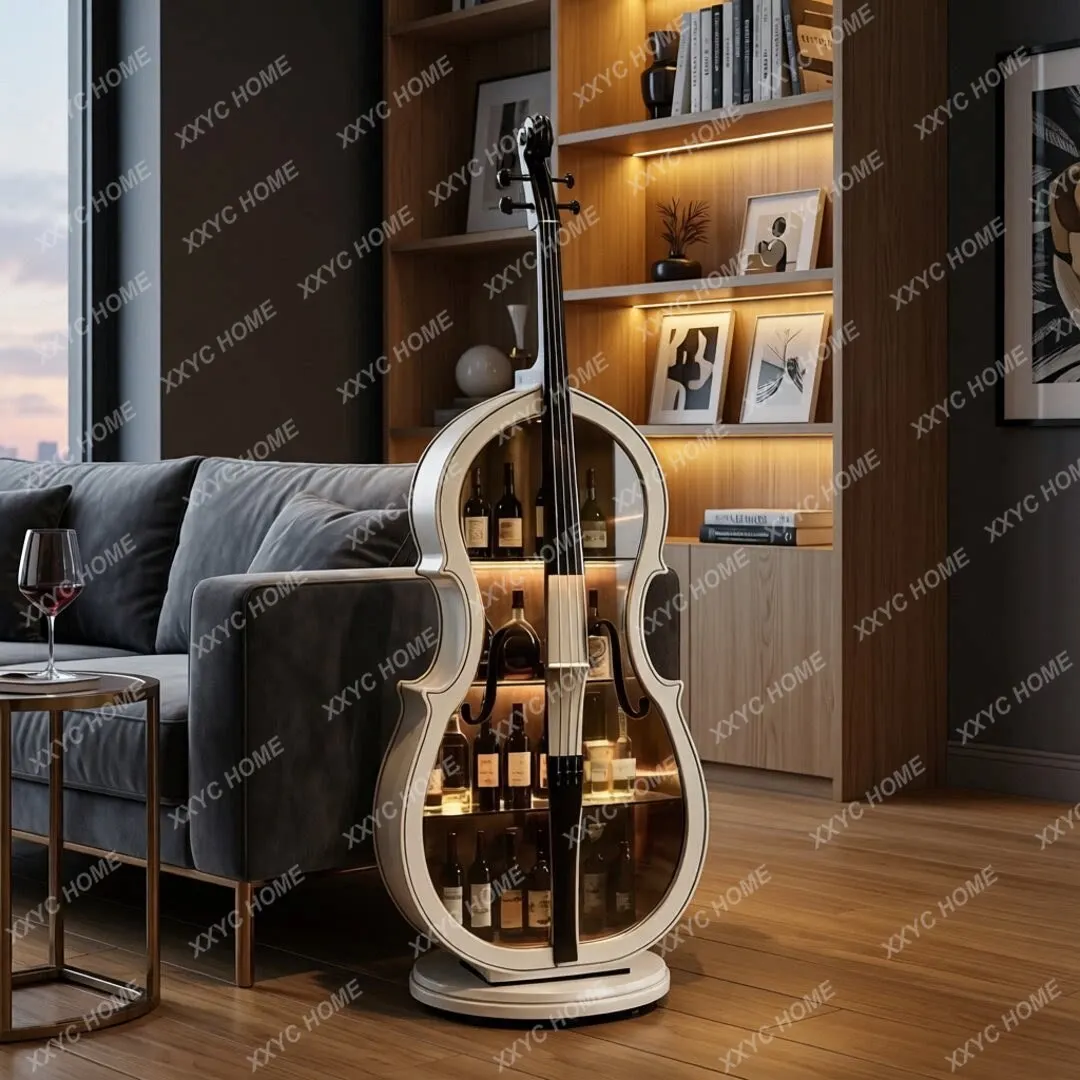Art guitar modeling wine cabinet living room ornament art decorative cabinet sofa side cabinet open