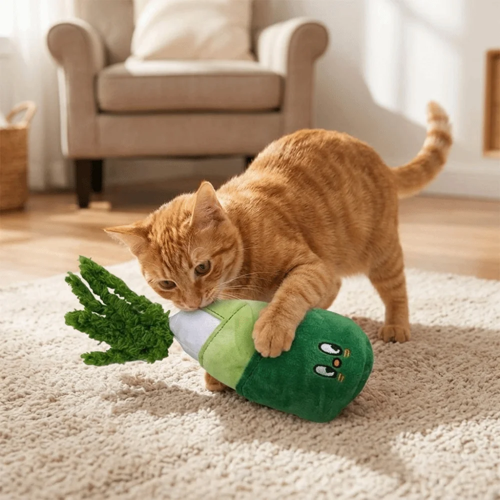 Simulation Bamboo Shoots Cat Chew Bite Resistant Soft Cat Soothe Pillows Fluffy Scratch Resistant Pillow Cat Teeth Cleaning