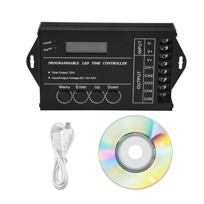 

A93Z TC420 Программируемый по времени светодиодный контроллер RGB DC12V-24V 5-канальный светодиодный диммер синхронизации