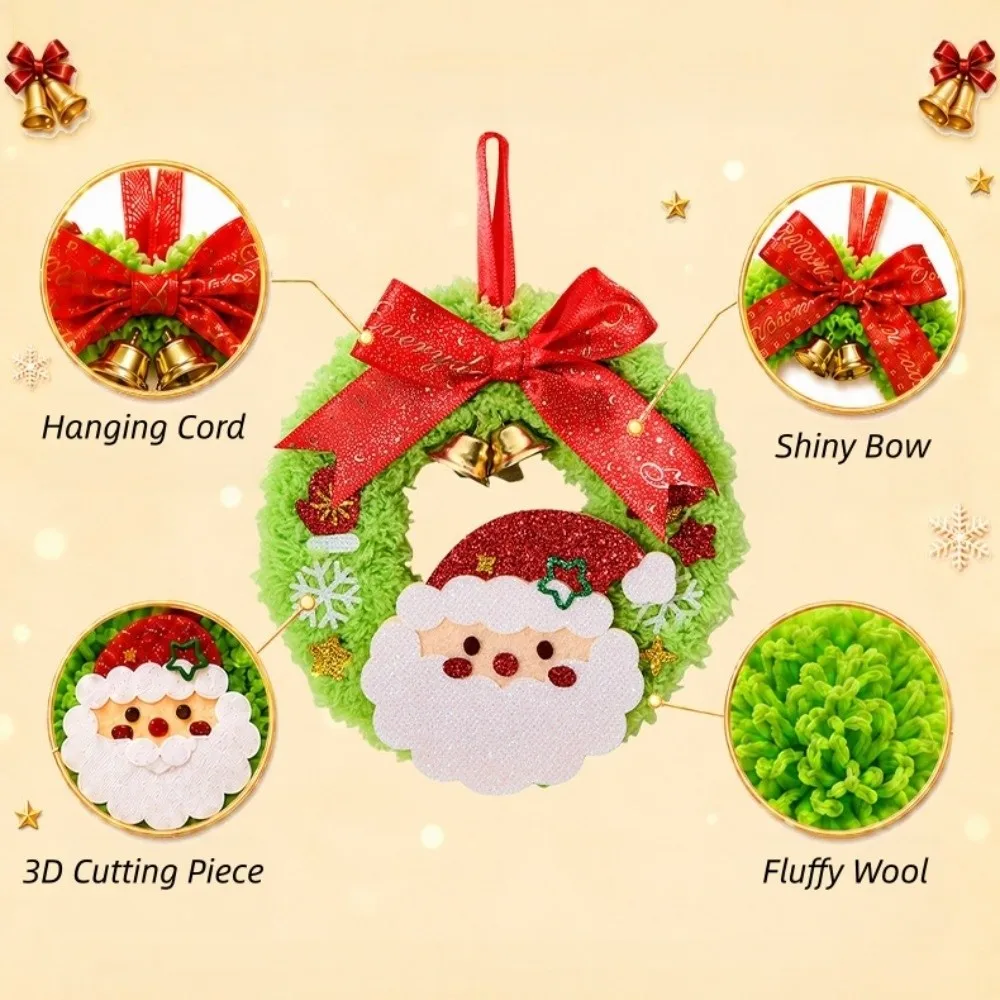 Santa Claus DIY Christmas Wreath Pendant Elk Penguin Xmas Non-Woven Charms Bell Snowflake Christmas Toy