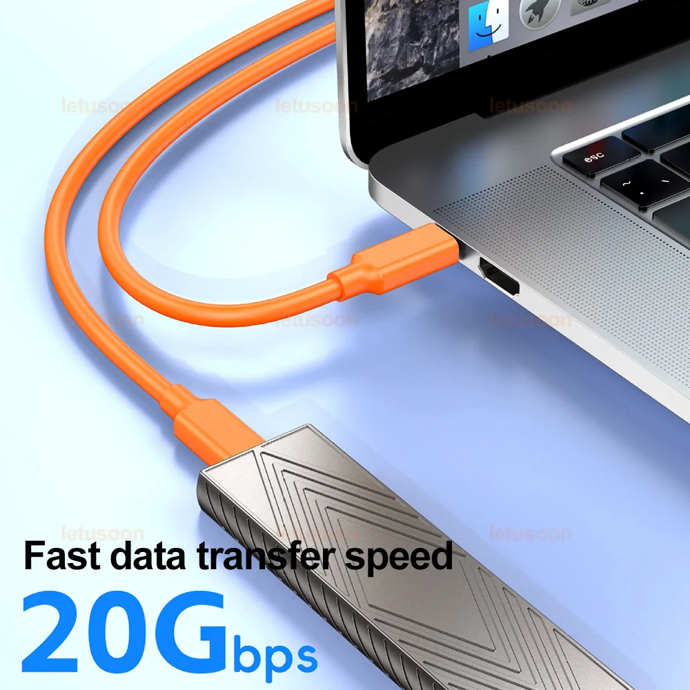Soft Silicone Skin-friendly 20Gbps 240w USB C Cable 5A Type USB3.2 Cable 3m 5m 2m 1m 8K 60Hz Data Cable 3.2 For Laptop Tablet