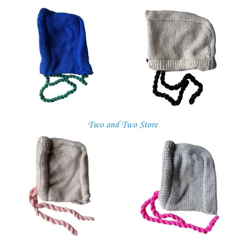 

HX6F Knitted Beanie Hat for Students Adult Windproof Winter Hat Handmade Thicken Ear Protect Keep Warm Skiing Cycling Hat