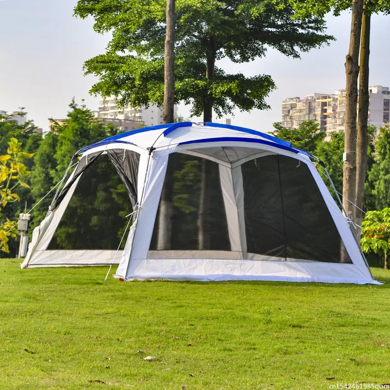 Imagem -02 - Grande Gazebo para Camping Sun Shelter Praia Tenda 58 Pessoa 365x365x210cm Alta Qualidade