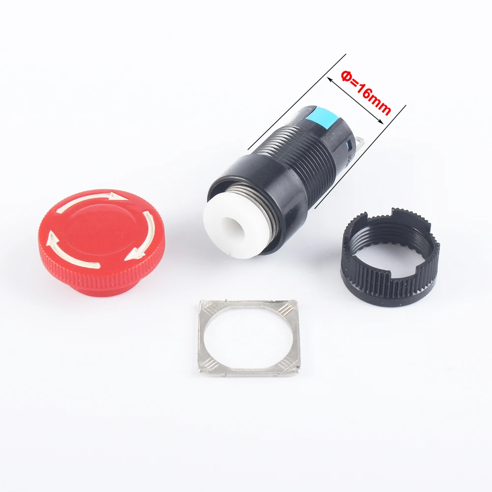 1PC E-stop Switch 3/6pins 1NO1NC/2NO2NC 30mm Mushroom Emergency Stop Pushbutton Switch 16mm Mounting Hole Latching red head