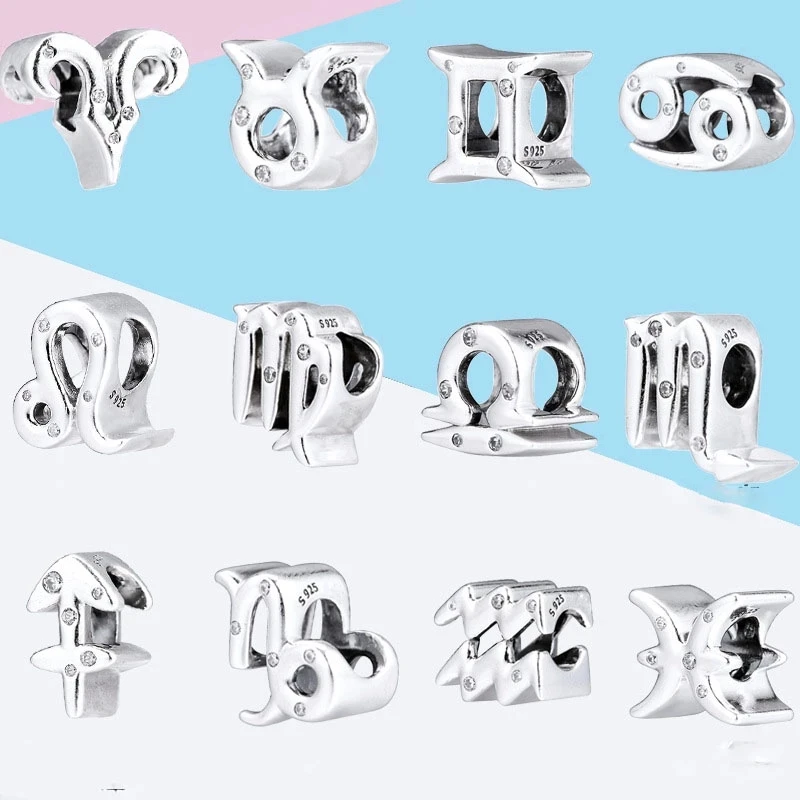 Gelang Jimat Pandora Asli Pas 925 Perak Murni A-Z 26 Huruf Inggris Manik Jimat DIY Berloque Pembuatan Perhiasan untuk Wanita