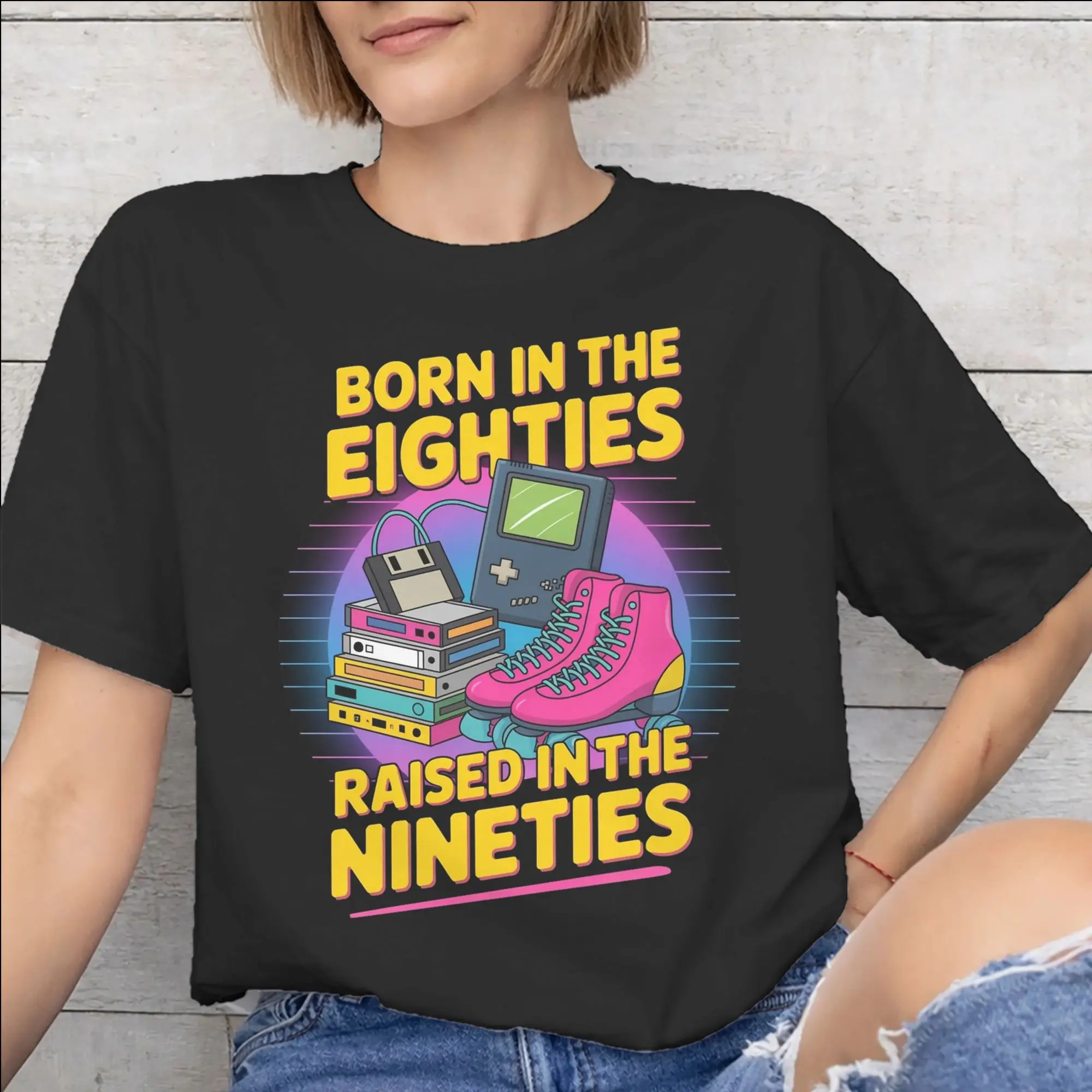 Men Women Graphic Printed Born In The 80's Raised In The 90's  Tee T Shirt 100% Cotton  T-shirts Clothing