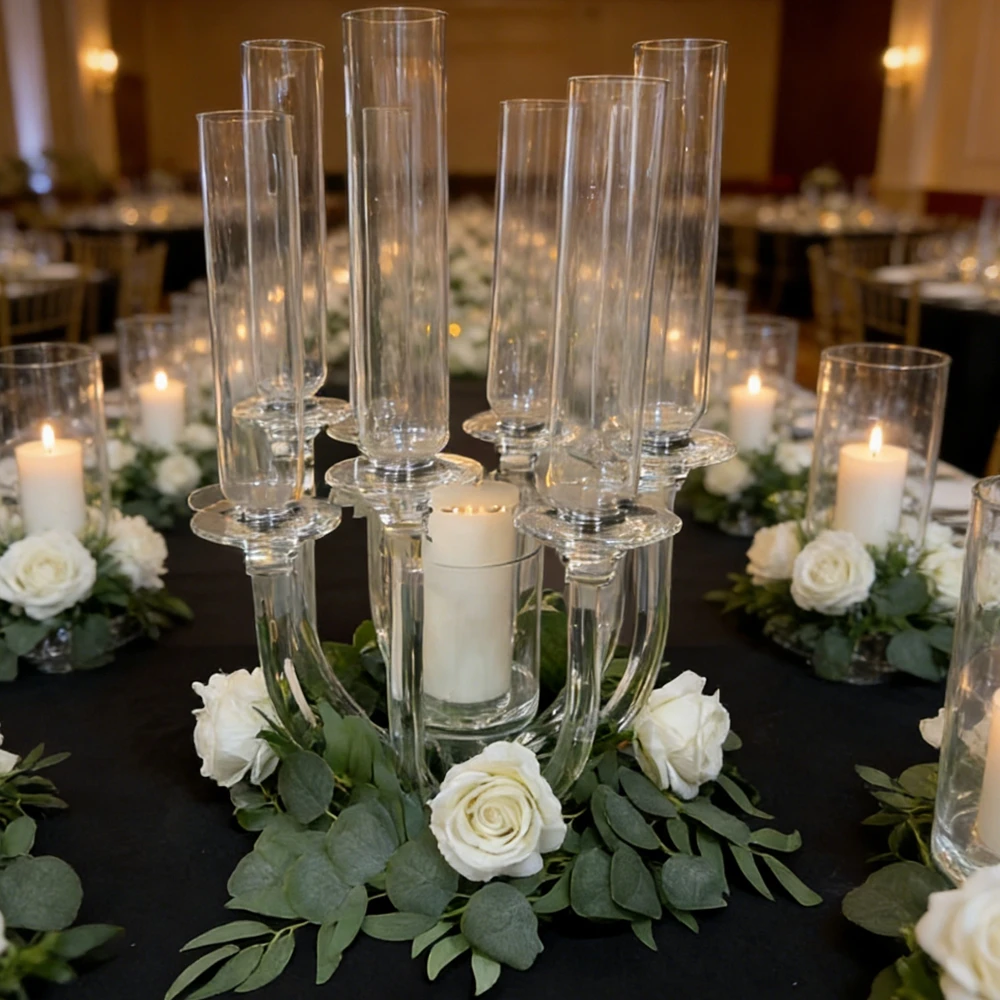 4pcs-10pcs f10 30cm tall crystal table Standing glass Candle Holders Wedding Tall clear crystal  Candelabra Centerpieces
