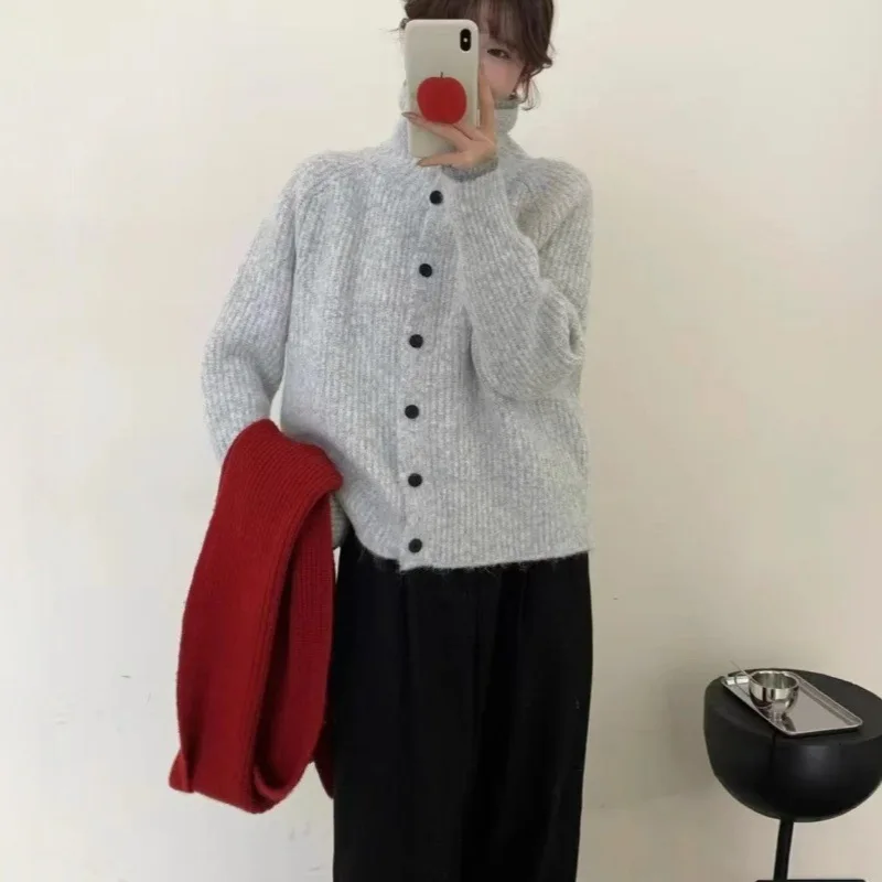 

Design Sense Lazy Style Sticky Knitted Cardigan Women's Autumn and Winter New Long Sleeved Top Women