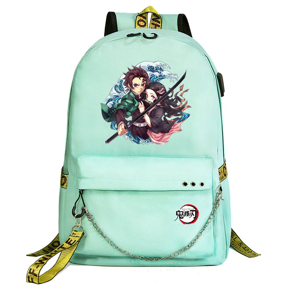 Demon Slayer Kimetsu No Yaiba Backpack Students School Bag Women Men Causal Travel Laptop Backpack with Charging USB Teenager