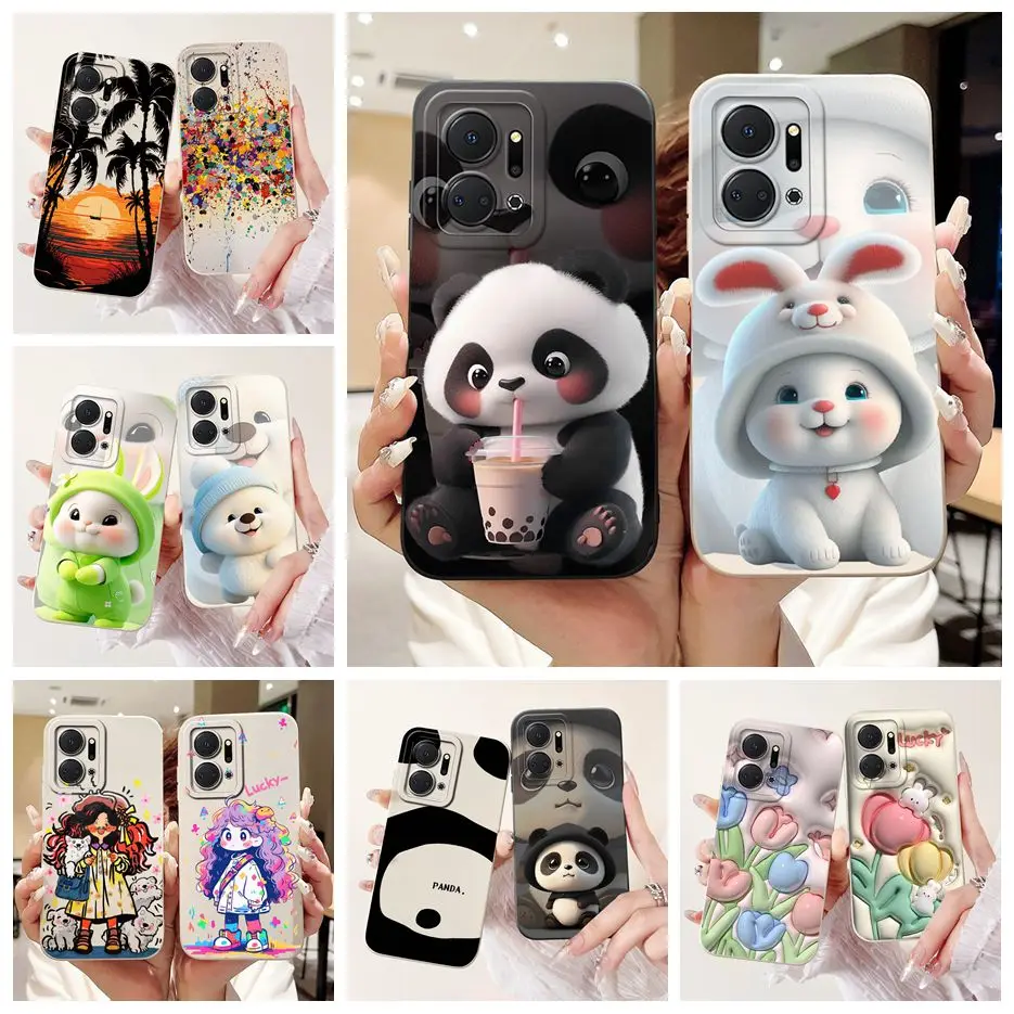 For Honor X7a X7b X7c Case Cute Panda Cartoon Cover Soft TPU Phone Cases For Honor X7b X 7a 7C HonorX7a HonorX7b HonorX7c Fundas