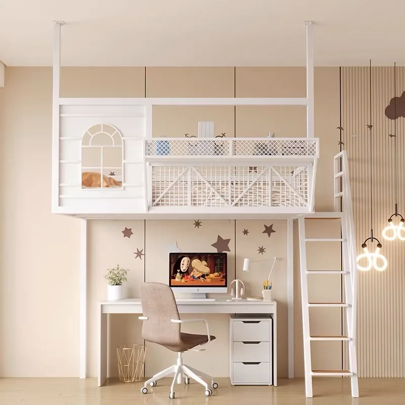 Wrought iron student hammock elevated bed small apartment loft bed sheet upper floor apartment suspended bed