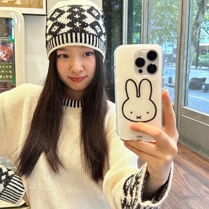 Miffy Kawaii Anime Ins Style Cute Simple Milky White Lines IPhone17ProMax Mobile Phone Case All Inclusive New Style Fashion