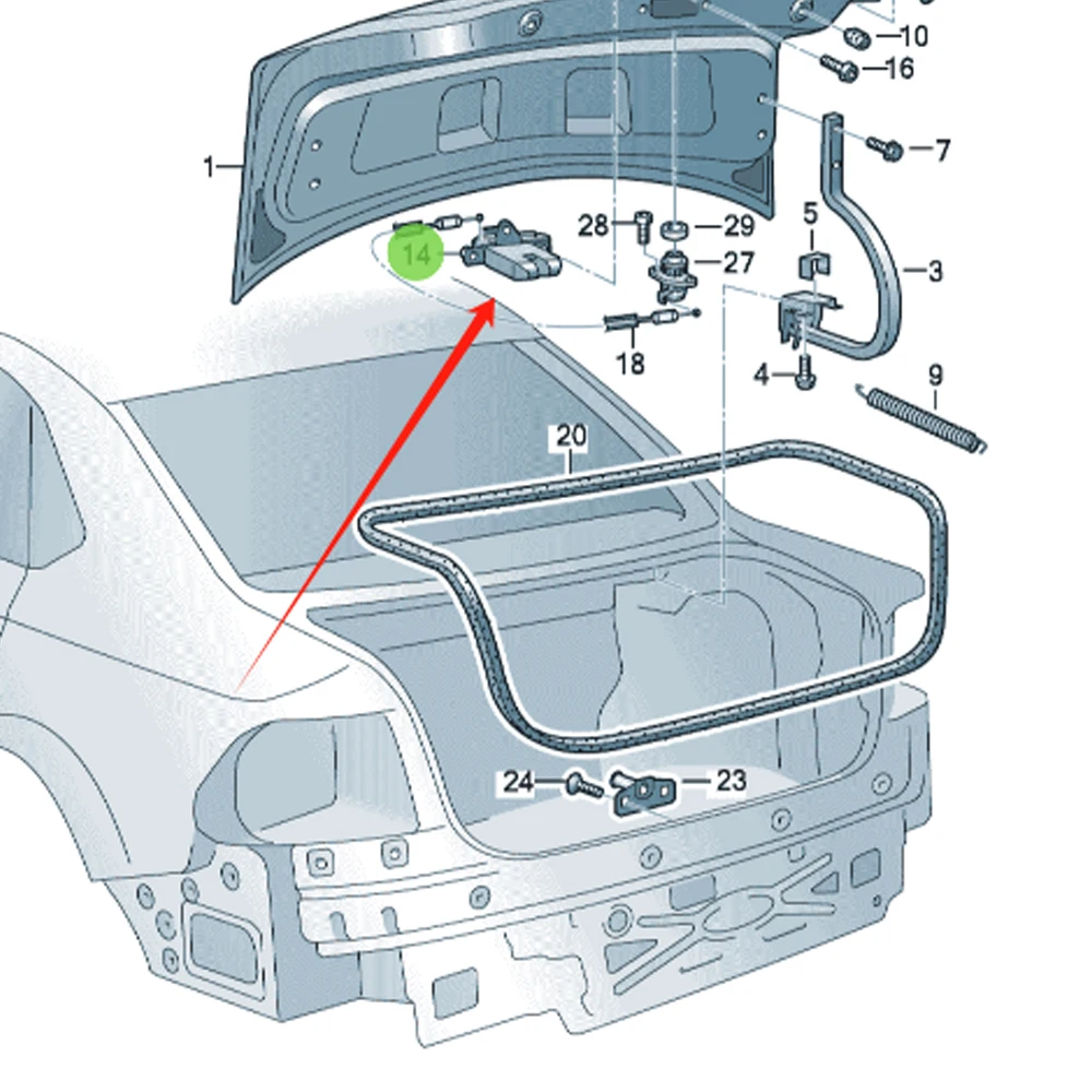 

Блок замка багажника для VW Polo/Derby/Vento-IND 2011-2021 Ameo 2017-2020 6RU827505R 6RU827505C