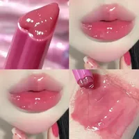 3PCS Heart-Shaped Jelly Lipstick Pen Mirror Water Glitter Lip Glaze Waterproof Moisturising Lipstick Transparent Korean Makeup
