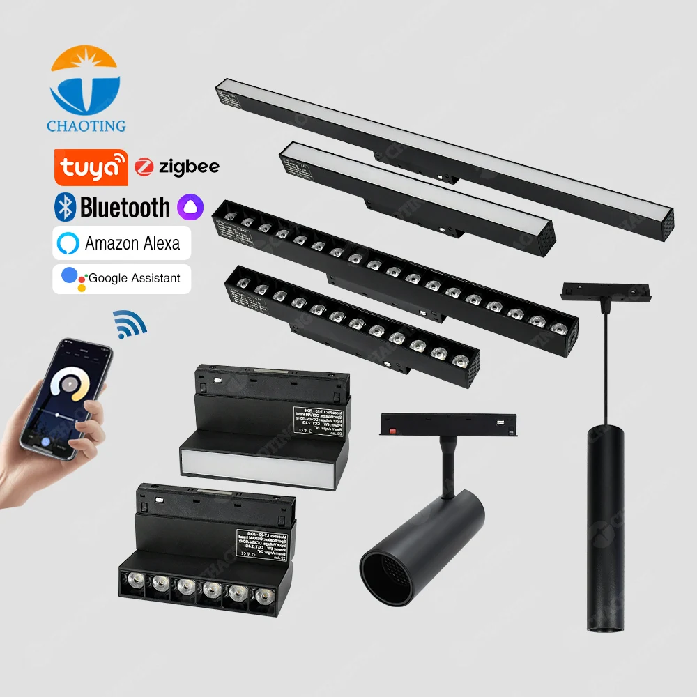 

Hot Sale Magnetic 24/120 Degree 30W 40W 50W 60W High Lumens LED Track Spotlight Linear LED Track Light For Showroom Chain Store