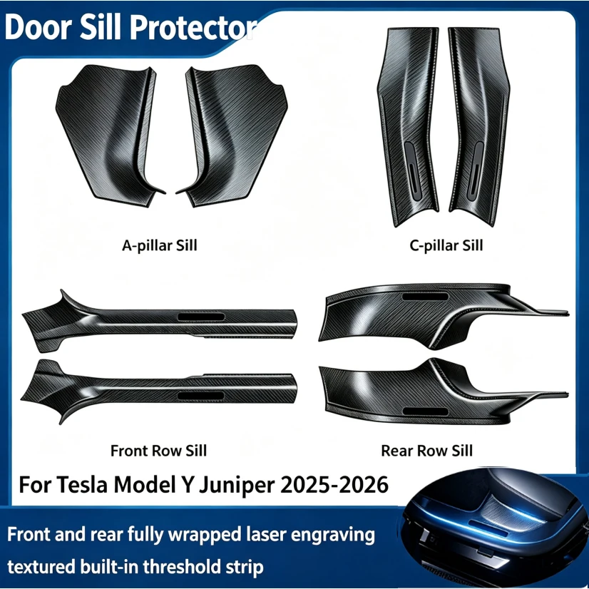 For Tesla ModelY Juniper 2025 2026 ABS Inner Protector Cover Plate Trim Anti-Dirty Bumper Welcome Pedal Car Interior Accessories