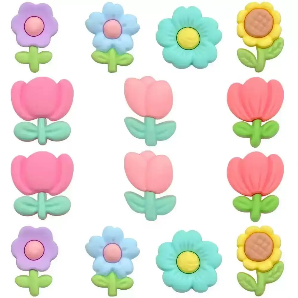 12-50PCS Tulip Flower Series Shoe Decoration Accessories Shoe Pins Great Gift For Men Wom