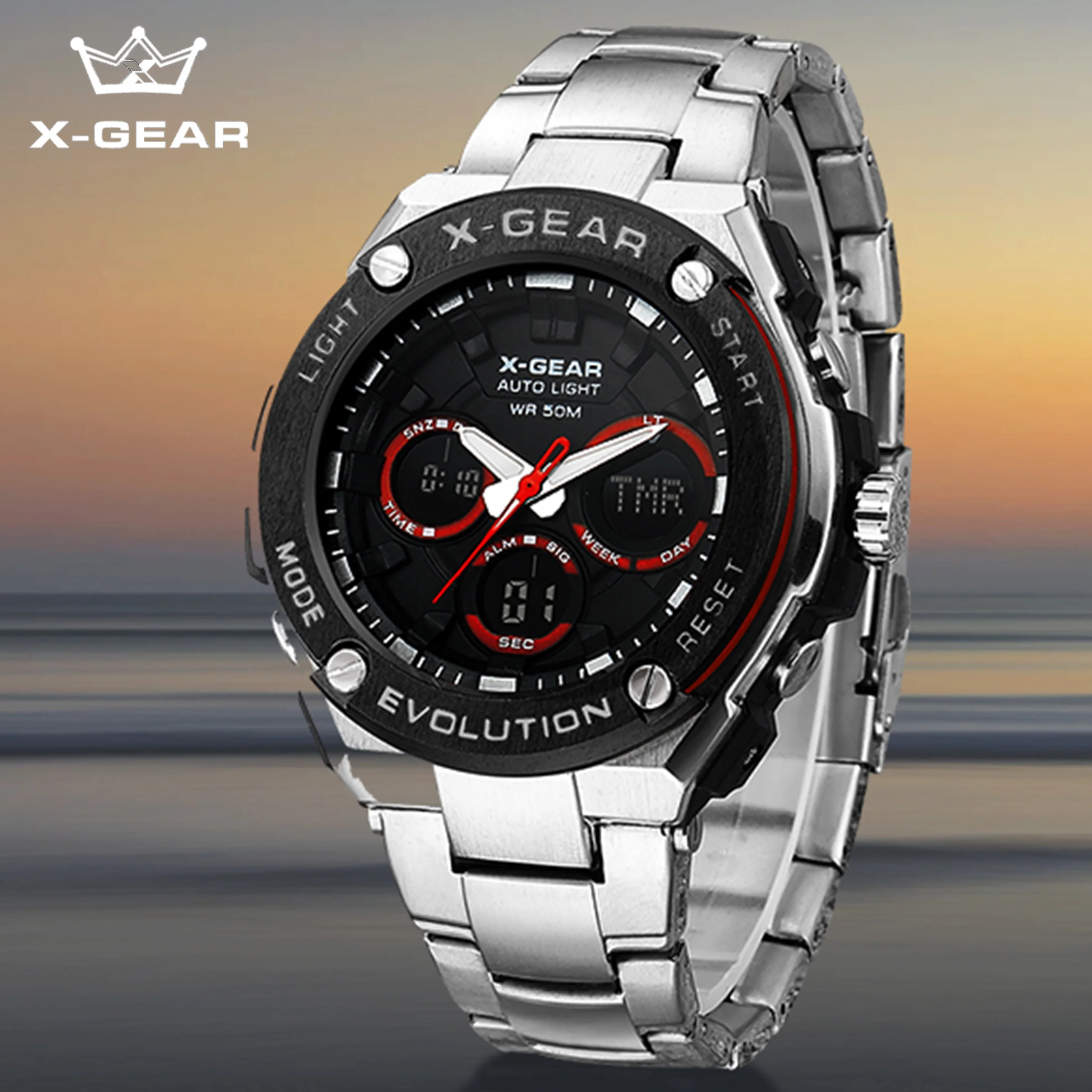 X-GEAR Men's Digital Sports Watch Waterproof Outdoor Multifunctional Electronic Wristwatch with Alarm Chronograph