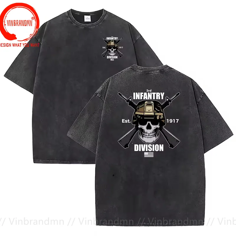 United States Military Division US Army 3rd Infantry T Shirt Men Vintage Washed Cotton T-Shirt Stylish Clothing Tops Tee Shirt